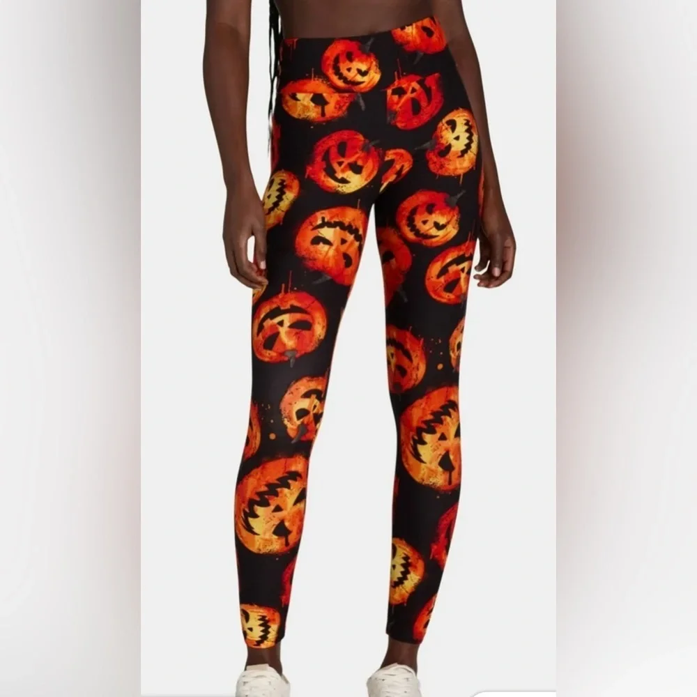 No Boundaries Orange Pumpkin Print Leggings XXS/XS- NWT